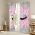 thumbnail image 4 of Homewish Girls Beauty Eyelashes Black Out Curtains, Glitter Waterdrop Curtains Pack of 2 (42x63 Each), Pink Classic Checks Bedroom Curtains, Living Room Curtains Decor, 4 of 7