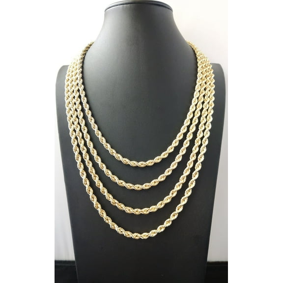 10K Gold Rope Chain Gold Rope Chain Necklace 6mm 20-26 inches, 10K Gold Rope Chain, 10K Gold Chain,  Men Women,Rope Chain Necklace (Necklace length:20;)