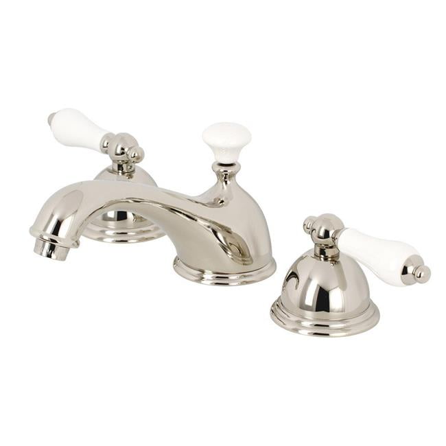 Polished Nickel Traditional Widespread Bathroom Faucet with Drain Assembly
