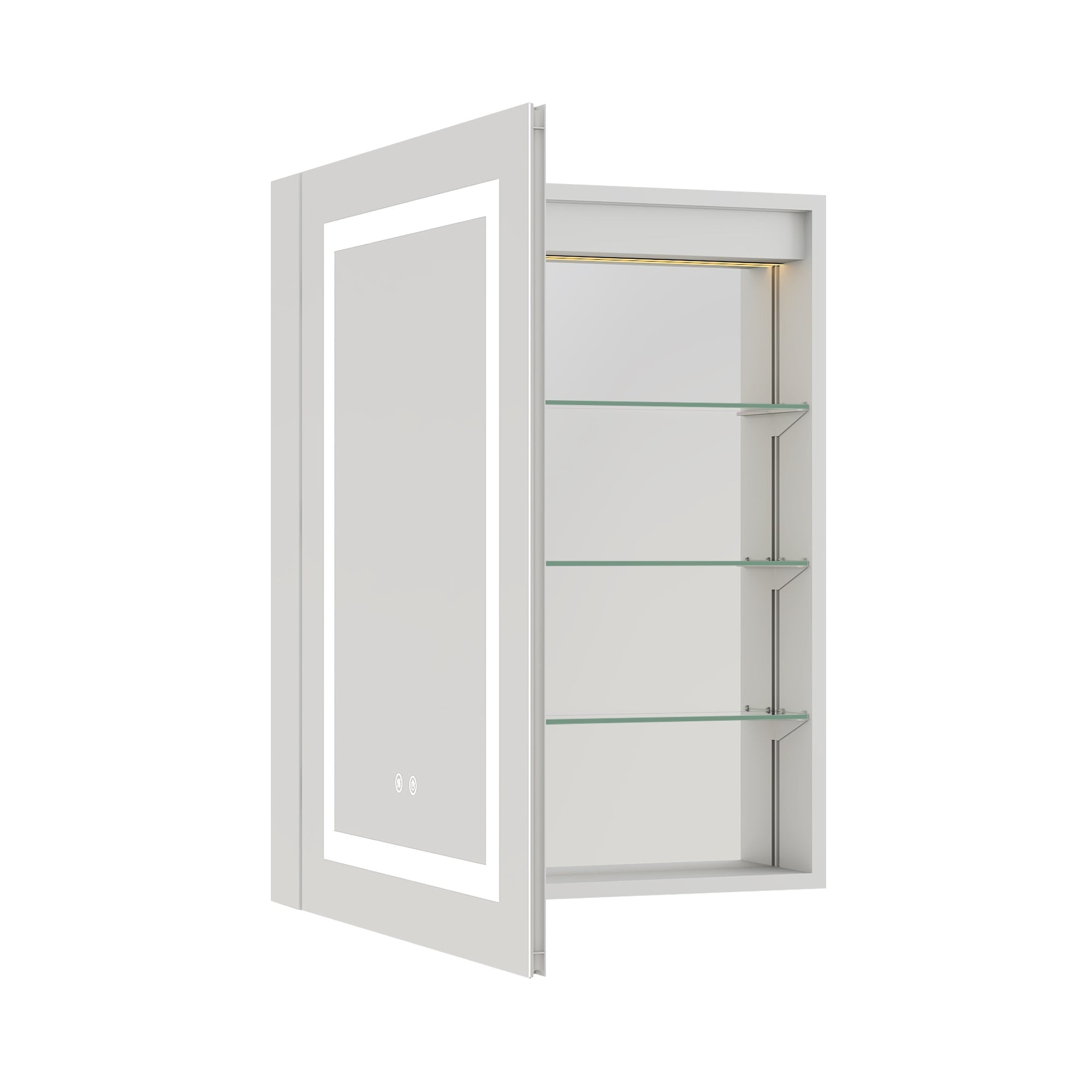 ANGELES HOME 24" x 30" LED Medicine Cabinet with Lights, Medicine Cabinet with Mirror, Surface or Recessed Mounted, Anti-Fog, Dimmable, Memory Function, Outlets & USB, Left Side