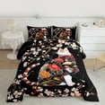thumbnail image 2 of Homewish Cute Cat Kitten Bedding Comforter Set,Pink Cherry Blossom Twin Comforter Sets,Japanese Style Bedding Set For Men Women,Luxury Bedroom Decor Reversible,2 Pieces, 2 of 8