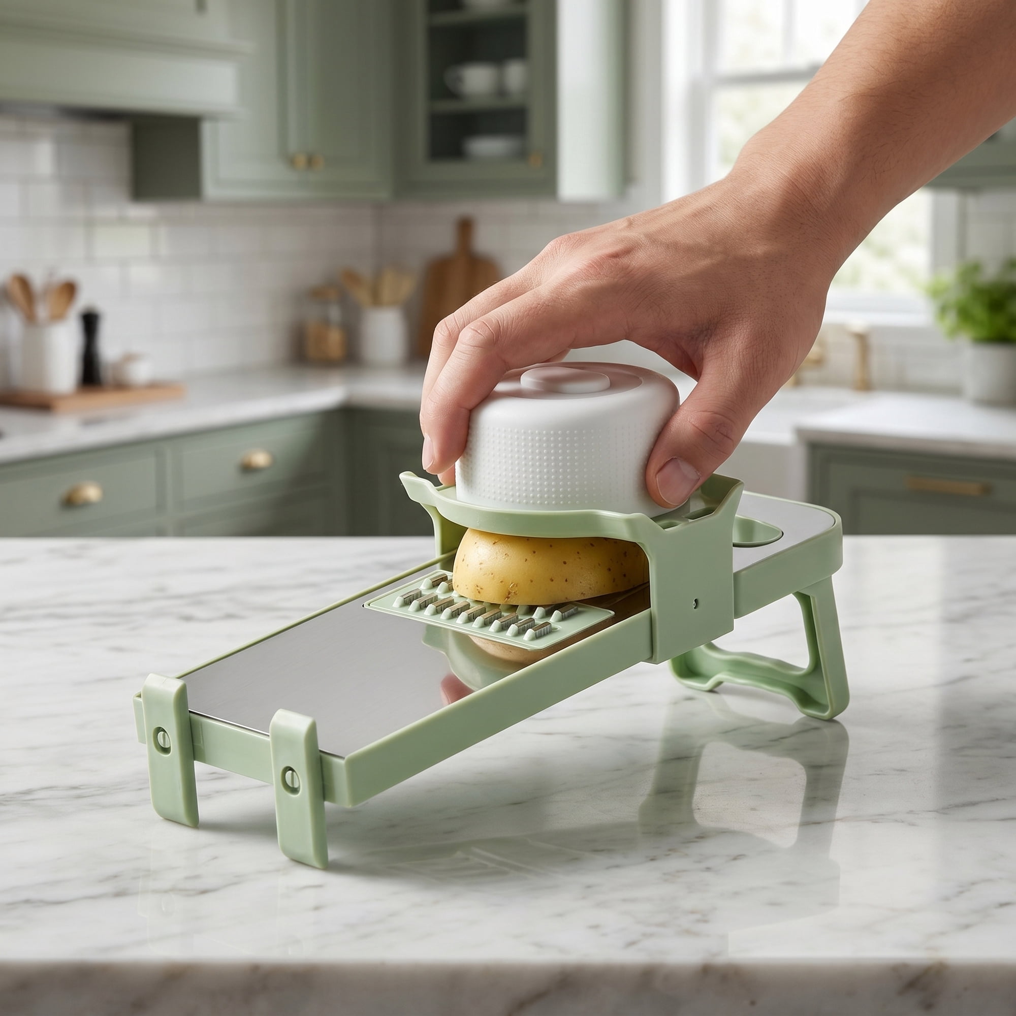 Unique Bargains Adjustable Mandoline Slicer with Chopping for Cooking 6 in 1(C) 11x4.3in