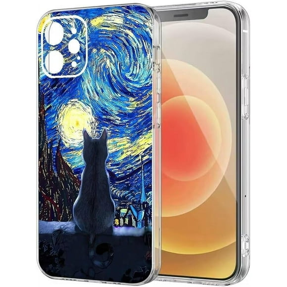 Starry Night Cute Cat Phone Case Case Van Cat Lover Gogh Cat Protective Shockproof Silicone Phone Cover C l 1 Compatible with Samsung Note20 6.7 Inch
