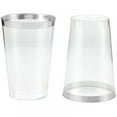 thumbnail image 2 of 50pcs Clear Plastic Cups  Tumblers Cups  Fancy Disposable Wedding Receptions Parties Cups  Elegant Party Cups with Gold/Silver Rim  12 Oz, 2 of 8