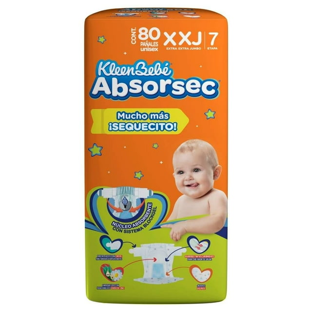 Pañales KleenBebe Absorsec Etapa 7 80 Piezas