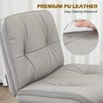 thumbnail image 3 of JIOABL Armless Office Chair with Wheels, Wide Ergonomic PU Leather Swivel Chair with Height Adjustable, Comfortable Computer Accent Chair for Living or Bed Room, Khaki, 3 of 7