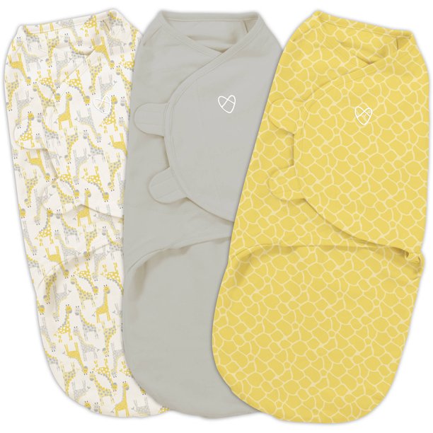 SwaddleMe Original Swaddle, 3Pack, Grey Yellow Safari, Small