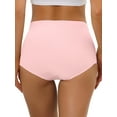 thumbnail image 3 of INSPIRAR CHIC Bragas para Mujeres Elásticas de Cintura Alta Sin Forro Transpirables Ropa Interior Invisible M Rosa Medio, 3 of 4