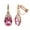 Pink, variant on Pink Clip on Earrings for Women Wedding Birdal Gold Plated Non Pierced Ears Oval Cubic Zirconia Dangle Earrings