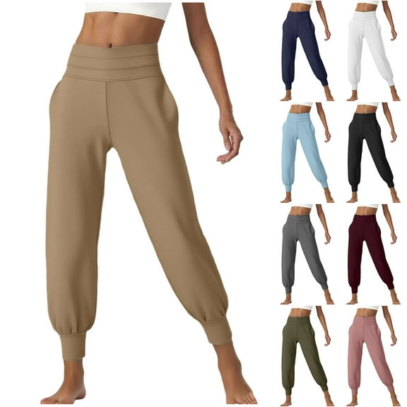 FRSASU Soft Wide Leg Sweatpants for Women High Waisted Casual Loose Travel Cropped Pants with Pockets White XL(XL)