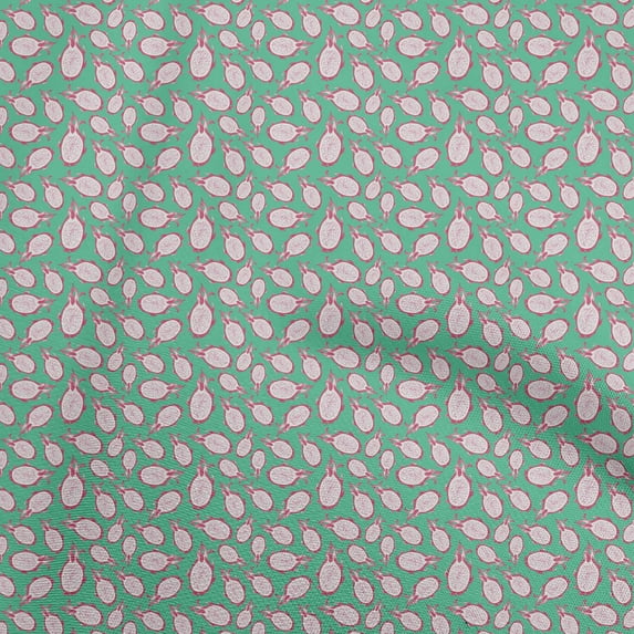oneOone Cotton Silk Green Fabric Dragonfruit Sewing Craft Projects Fabric Prints By Yard 42 Inch Wide