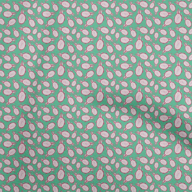 oneOone Cotton Silk Green Fabric Dragonfruit Sewing Craft Projects Fabric Prints By Yard 42 Inch Wide