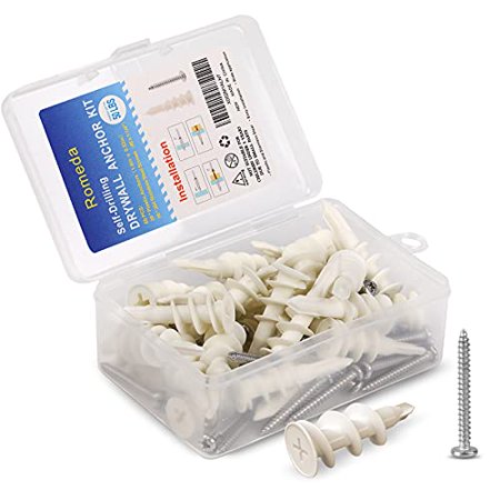 

60 PCS Wall Anchors Wall Anchors for Drywall Heavy Kit of 30 (30 Anchors+30 Screws) Self Tapping Screws for Metal Plastic Self-Drywall Anchors with 304 Stainless Steel Tapping Screws Kit