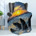 thumbnail image 4 of Animal Soft Flannel Fleece Blanket, Photo of the Bottle Nosed Dolphins in Sunset Ocean Sea Animals Aquatic Print, Cozy Plush for Indoor and Outdoor Use, 60" x 80", Blue Grey Orange, by Ambesonne, 4 of 5