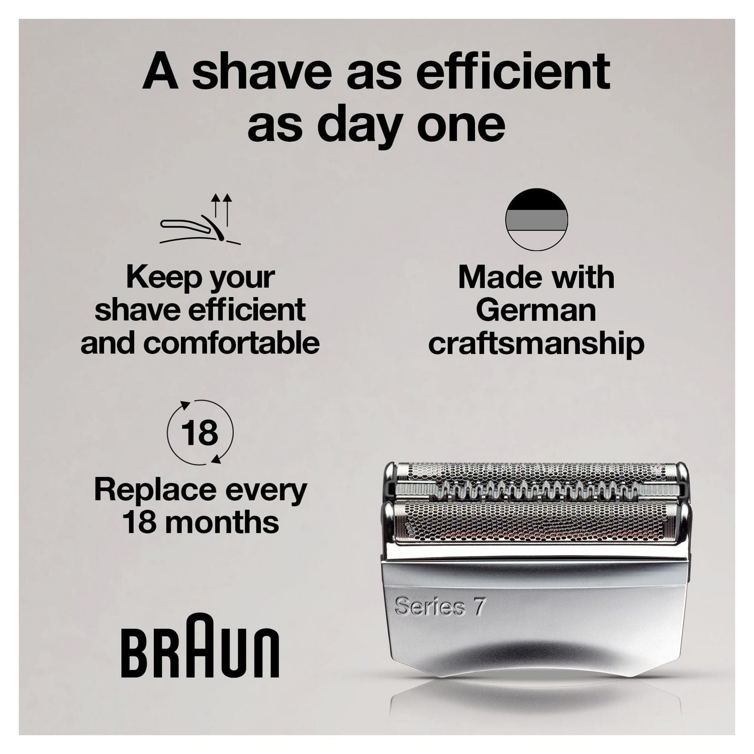 Bloc-couteaux de rechange pour tête de rasoir électrique Braun Series 7 70S – Argent 1CT