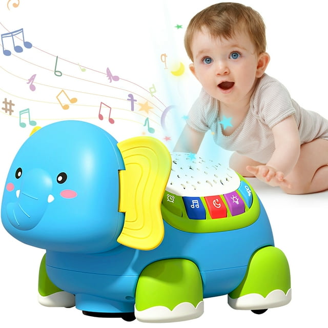 Crawling Elephant Baby Toy - Toddler Sensory Toys with Light and Music ...