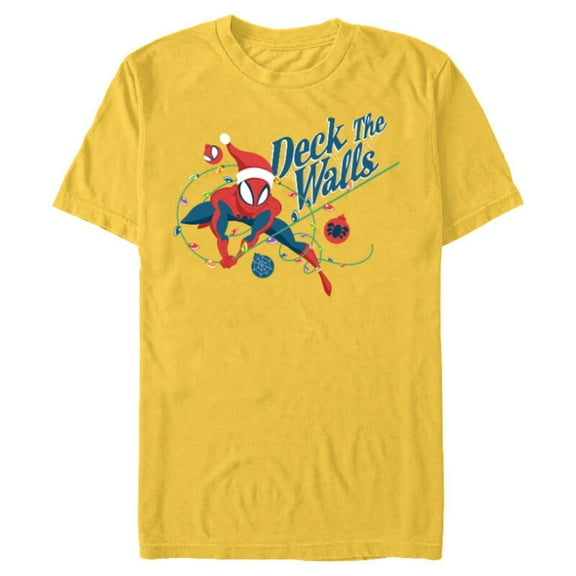 Marvel Spider-Man Deck The Walls Holiday - Short Sleeve Blended T-Shirt for Adults- Customized-Yellow