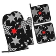 thumbnail image 2 of YFYANG Oven Mitts and Pot Holders Sets 4 Pieces, Non-Slip Heat Resistant Black and White Star Pattern Kitchen Glove Pot Mat for Cooking and Baking, 2 of 8