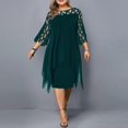 thumbnail image 3 of Plus Size Women Midi Dress Hollow Out Casual Cocktail Dress For Summer Autumn, 3 of 5