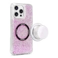 thumbnail image 3 of FAB POPS Pink Glitter Magnetic Phone Grip with Expanding Landscape Kickstand, Includes Universal Adhesive Adapter Plate, for Smartphones & Mini Tablets, 3 of 9