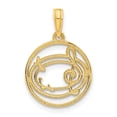 thumbnail image 3 of Auriga 14k Yellow Gold Polished Music Notes in Circle Pendant for Women, 3 of 6