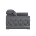 thumbnail image 4 of 47" Granite Gray and Silver Genuine Leather Lounge Chair, 4 of 9