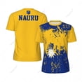 thumbnail image 2 of Exclusive design Nauru Flag Grain 3D Printed Men For Running Bike Soccer Tennis Fitness Sports tshirt Mesh Fans Short T-shirt, 2 of 11