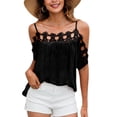thumbnail image 1 of Camisetas Con Hombros Descubiertos Para Mujer, Camiseta Informal Con Hombros Descubiertos Para Mujer, Diseño De Encaje De Verano Transpirable A La Moda Para Ir De Compras LYUMO Otros, 1 of 6