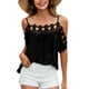 thumbnail image 1 of Top Con Hombros Descubiertos Para Mujer, Cómodo Verano, Transpirable, Fácil De Combinar, Camisetas Con Hombros Descubiertos, Diseño De Encaje Informal Para Ir De Compras Cergrey Negro S, 1 of 6