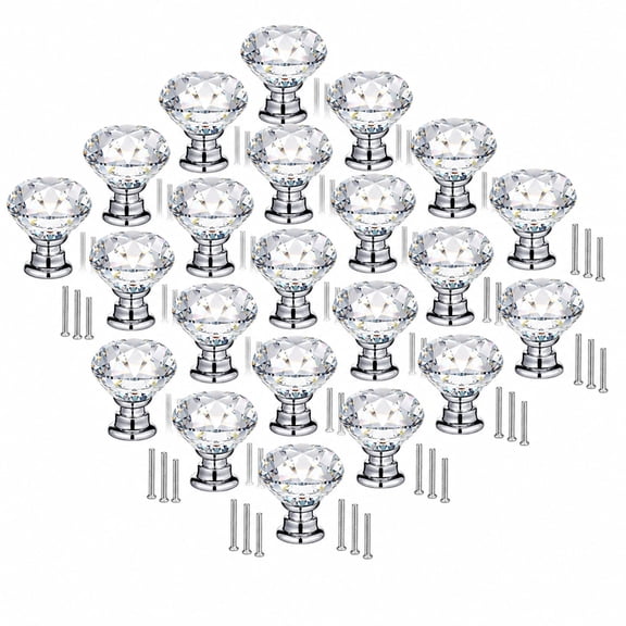26 Pcs Crystal Cabinet Knobs with Screws, Gold or Silver Drawer Knobs, for Dressers Vintage Wardrobes Wine Cabinets Bookshelves