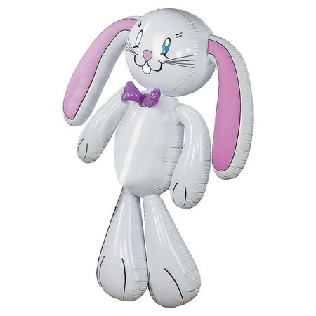 4' Inflatable Lighted Bunny with Easter Egg Outdoor Decoration.