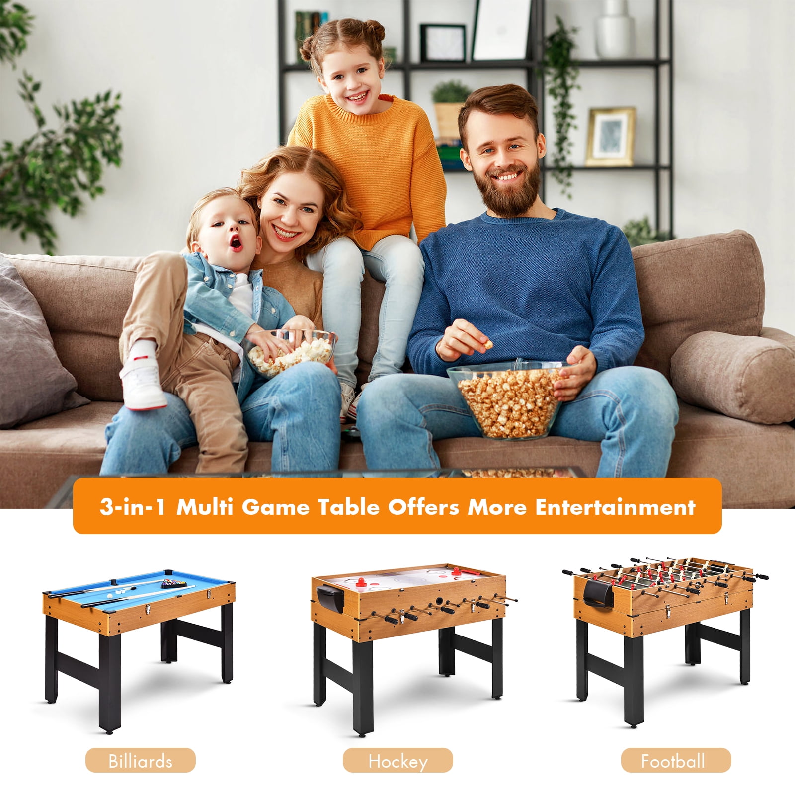Topbuy 3-in-1 Multifunctional Game Table Soccer Billiard Slide Hockey