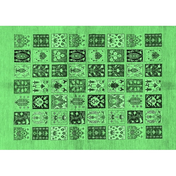 Ahgly Company Indoor Rectangle Oriental Emerald Green Modern Area Rugs, 4' x 6'