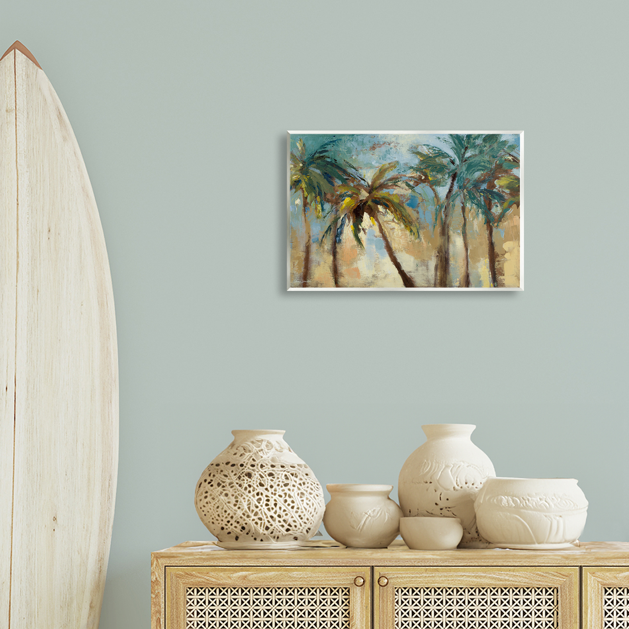 Stupell Industries Abstract Brushed Palms Botanical & Floral Painting Unframed Art Print Wall Art, 19 x 13