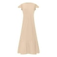 thumbnail image 4 of Kureaily Women's Solid Color Round Neck Pleated Dress With Pockets, 4 of 4
