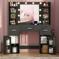 thumbnail image 4 of POAO 45"W Vanity Desk with Rotating Jewelry Organizers, Makeup Vanity with Mirror &Lights, Dressing Table with USB-C Charging, 3 Drawers &2 Cabinets, 4 of 11