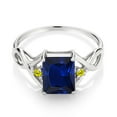 thumbnail image 2 of Gem Stone King 2.73 Ct Octagon Blue Created Sapphire Canary Diamond 925 Sterling Silver Ring (Size 7), 2 of 5
