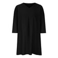 thumbnail image 7 of BLVB Women's Summer Cotton Linen Short Dress 3/4 Sleeve Casual Comfy T Shirt Dress Loose Solid Color Dress Tops, 7 of 7