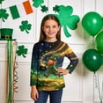 thumbnail image 2 of Tauxra Chandail de la Saint-Patrick pour Adultes, T-Shirt à Manches 3/4 Imprimé Col Rond, T-Shirt Graphique Trèfle Décontracté à Manches Longues pour Activités Festives, 2 of 6