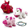 DG Kids 3 Pack Baby Stuffies Soft Plush Stuffed Animal Toys with Storage Pockets Cat Pig Dragon