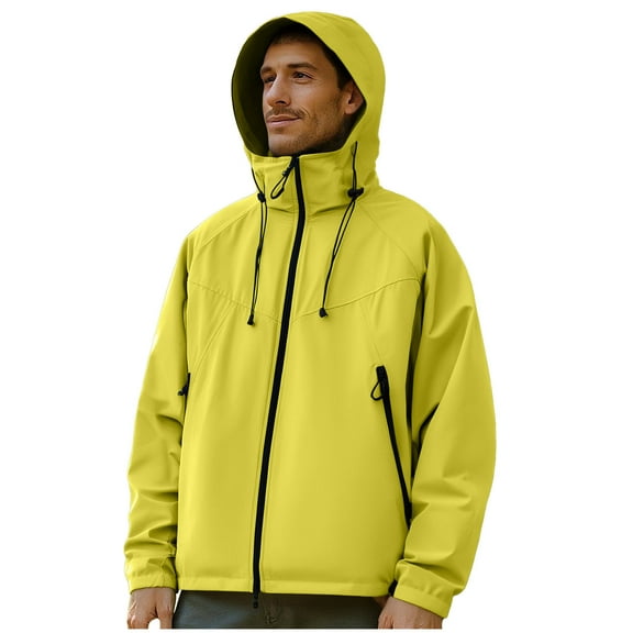 Xzbqbs Rain Jacket Men Full Zip Up Waterproof with Hood Casual Lightweight Windbreaker Outdoor Hiking Softshell Raincoat Jackets