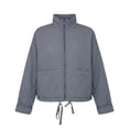 thumbnail image 7 of Lightweight Quilted Jacket for Women Stand Collar Full Zip Drawstring Hem Side Pockets Fashion Outerwear Casual Fall Winter Coat,S-3XL, 7 of 7