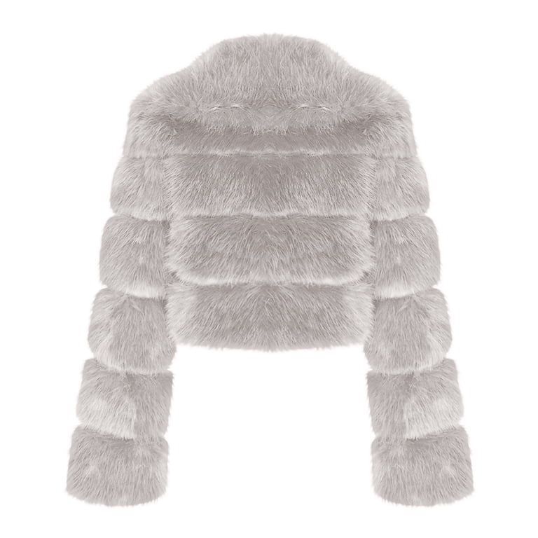 Faux Fur Jacket for Women Trendy Cropped Puffer Coat Warm Winter 