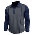 thumbnail image 5 of FYDUU Mens Polo Shirts Men's Long Sleeve Shirts Fashion Casual Button Down Collar Shirt Color Block Stylish Tops Fall Winter Daily Wear Versatile Fall Tops, 5 of 8