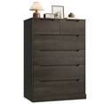 thumbnail image 6 of Homfa 6 Drawer Dresser, Vertical Chest of Drawers Wood Storage Cabinet for Bedroom Living Room, Dark Brown, 6 of 7