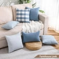 thumbnail image 2 of Light Blue Farmhouse Buffalo Plaid Pillow Covers 18x18 Set of 2 Patio Outdoor Decor Neutral Checkered Pillow Covers 18 x 18, Blue and White Gingham, 2 of 5