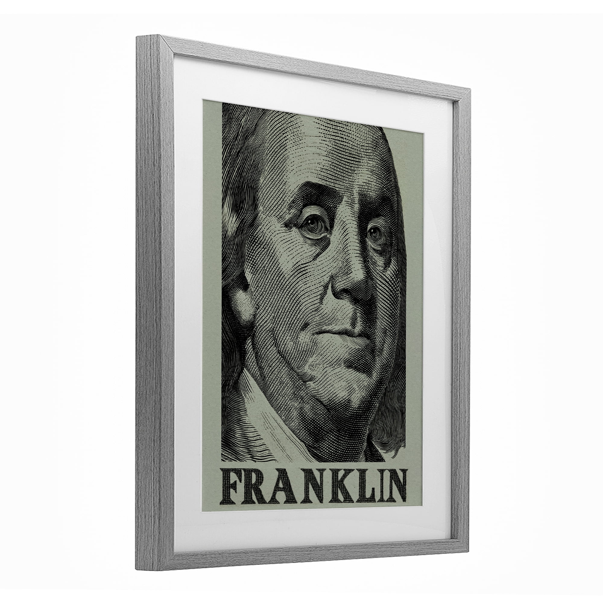 Stupell Industries Franklin's Influence Portrait Gray Framed Print Under Glass, design by Svetlana Aleynikova