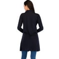 thumbnail image 3 of LELINTA Women Basic Long Cardigan Open Front Draped Sweater Long Length Open Front Navy Blue Jacket, 3 of 5