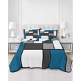 thumbnail image 2 of Quilts Twin Size Bedding Set, Abstract Blue Grey Lightweight Quilted Comforter, Modern Geometric Color Blocks Soft Reversible Bedspread Coverlet with Pillow Covers for All Season, 68" x 86", 2 of 7