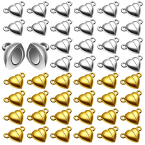 48 Pcs Heart Shaped Magnetic Clasps for Jewelry Gold Silver Bracelet Clasps Closures Magnetic Breakaway Converter for Bracelet Necklace DIY Making Jewelry Accessories
